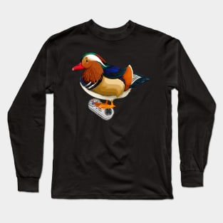 Mandarin Duck playing Video Birds Game Duck Video Gamer Long Sleeve T-Shirt